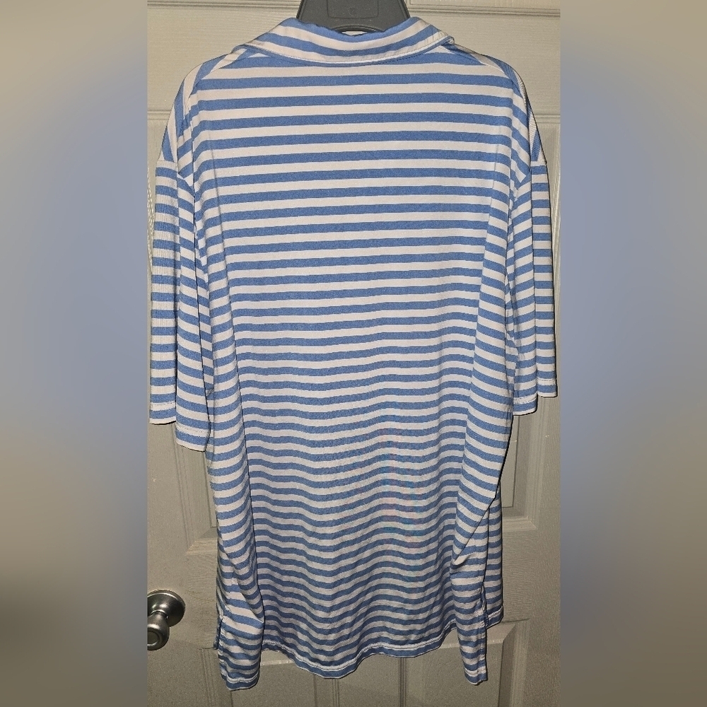 Ralph Lauren RLX Stretch Blue White Striped Polo Shirt Big & Tall Men's XXL - Picture 6 of 7